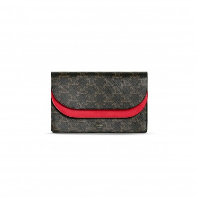 CELINE CROSSBODY BAG IN TRIOMPHE CANVAS AND SMOOTH LAMBSKIN 10D852CIX.27ED (20*11.5cm)